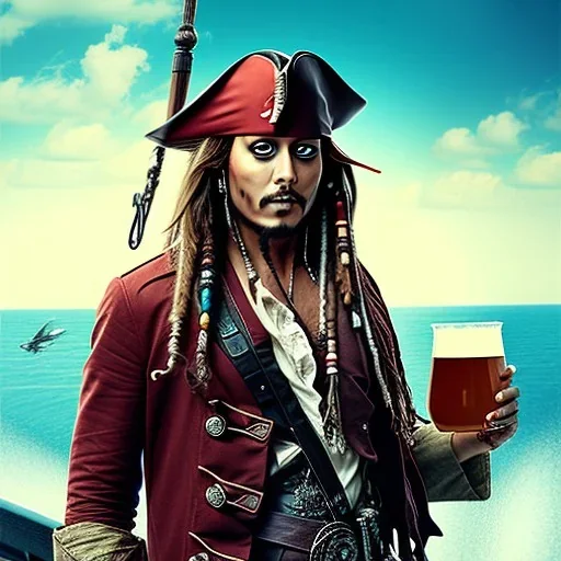 Captain Jack Sparrow Cheering with a beer in his hand