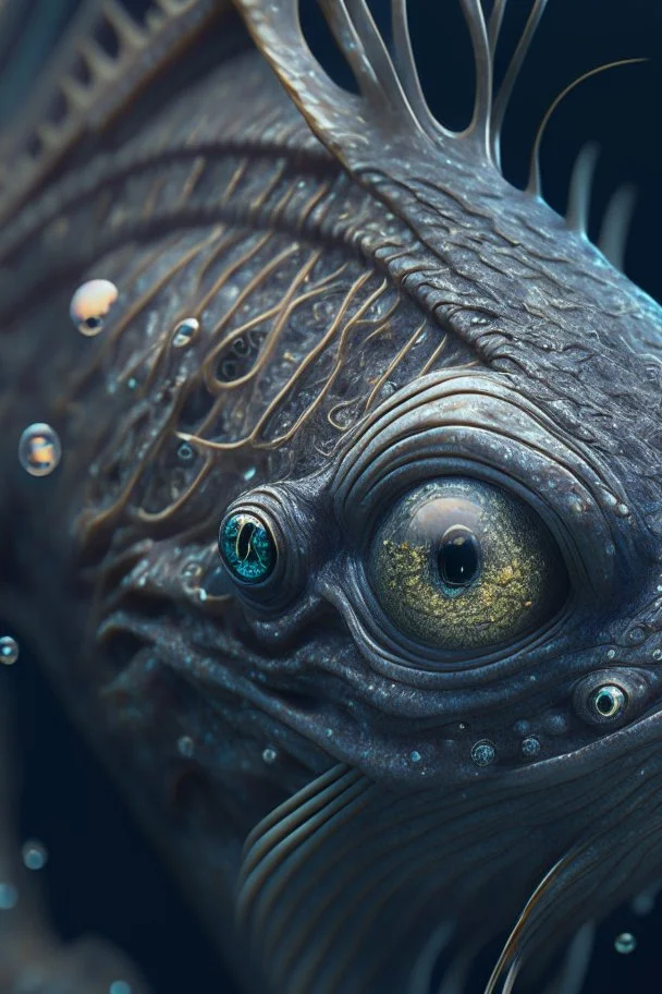 half fish half alien ,cinematic, realistic, intricate details, photorealistic, octane render, 8k, artstation