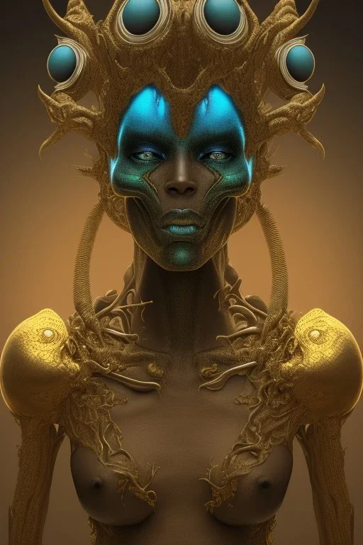 black African alien, cracks in the head, wicked, Asian eyes, crown, blood, 8k, finely detailed, photo realistic, Boris Vallejo style turquoise skull head gold dragon space alien rain skeleton silver helmet silver space suit spaceships