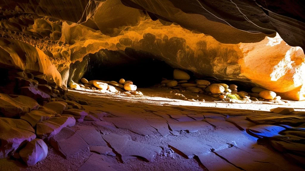 cave in the mountain rock face