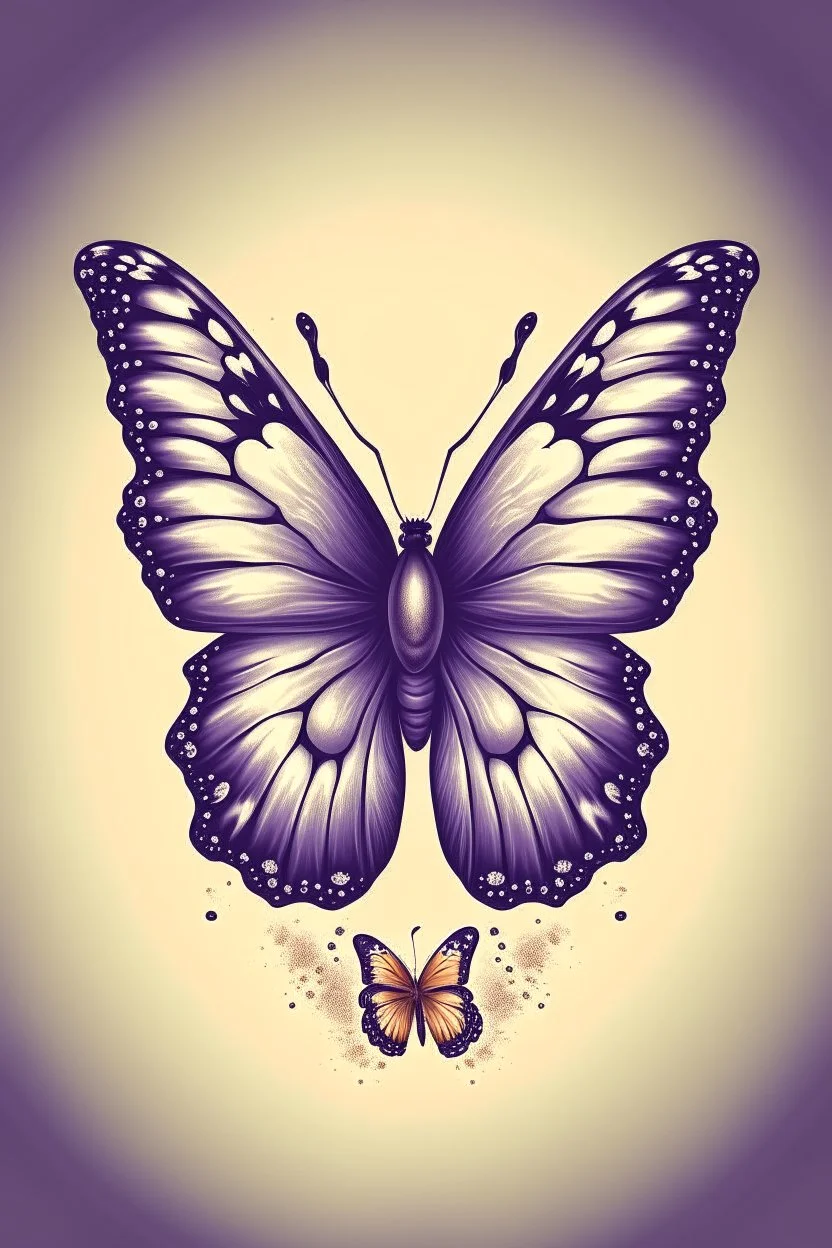 A hand with long nails and the cover of butterfly, and Creativity, full color , Busch painting style