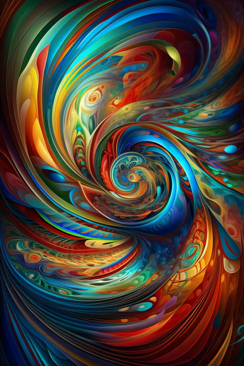 an imaginative, abstract digital art painting exploring swirling organic shapes, intricate patterns, glossy textures, and bright colors in an unusual composition to depict the concept of a "digital consciousness" in an interpretative, non-objective manner