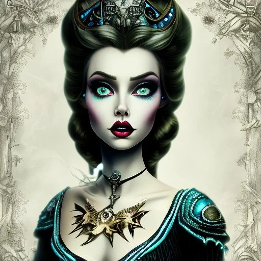 extrem tim burton style and disney style of the evil stepsisters, sharp focus, beautiful eyes