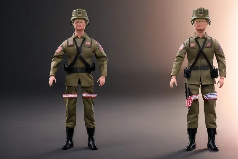 G.I. Joe doll soldier nylon Donald Trump, gun,boots, helmet, Trump facial detail,trump