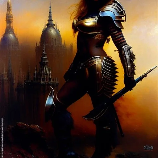 portrait 'Sexy Beautiful booty, Busty Blonde in black tanga ',ancient metal armor and helmet ,painting by gaston bussiere, greg rutkowski, yoji shinkawa, yoshitaka amano, tsutomu nihei, donato giancola, tim hildebrandt, oil on canvas, cinematic composition, extreme detail,fit full head inside picture,16k