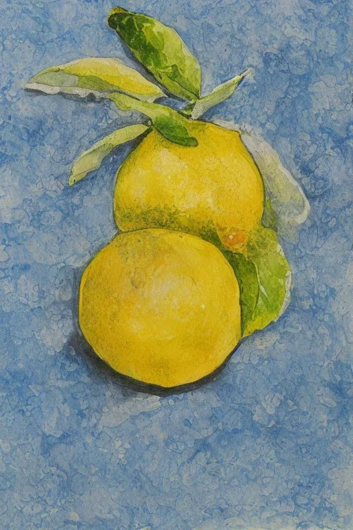 blue lemon painting on a white background