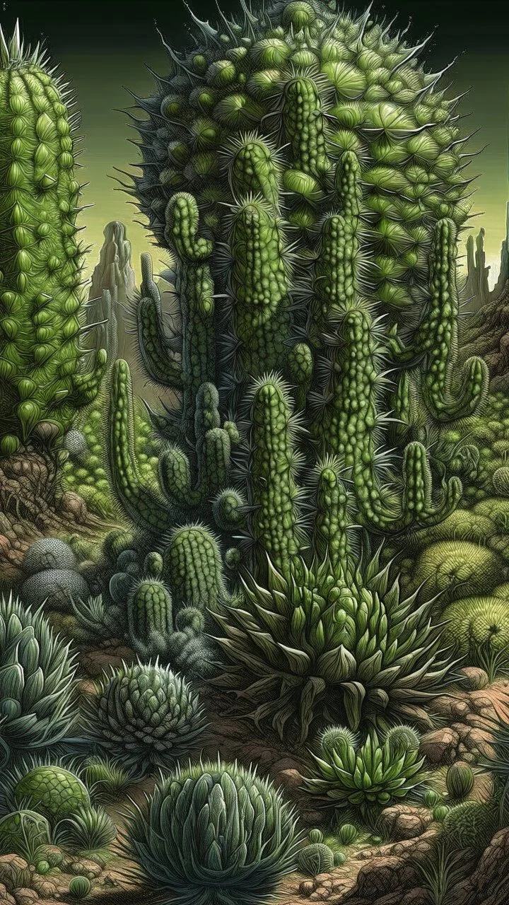 Busch painting style nightmare, by Daniel Merriam, by Albrecht Altdorfer, surreal, abstract, cactus growing Modifiers: fantasy intricate very attractive beautiful Unreal Engine hdr cinematic postprocessing pencil sketch black ink Craig Rutkowski more Magic Prompt A surreal of a hypercomplex cactus sylph with a perfectly symmetrical , featuring sharp,and impossibly soft skin