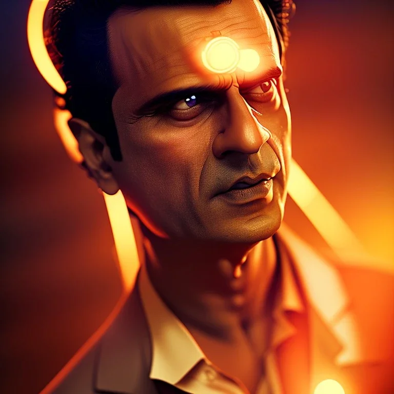 Indian actor Manoj bajpayee, Cartographic, Circuitry, Golden Hour, Closeup-View, 16k, Lumen Global Illumination, Diffraction Grading