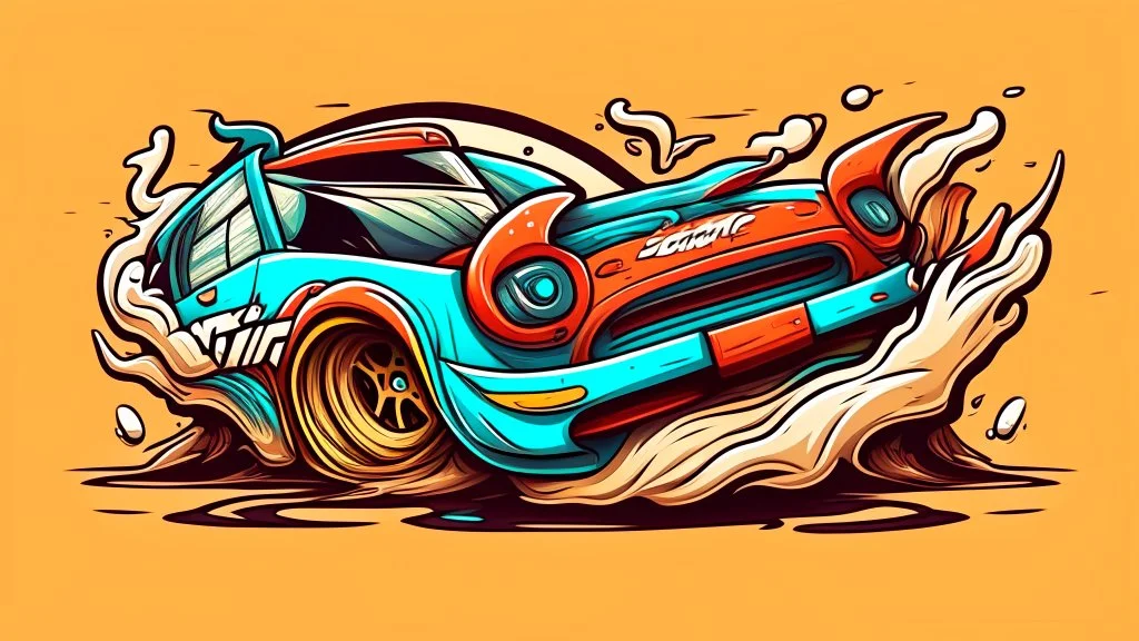 Cartoon drifting car logo