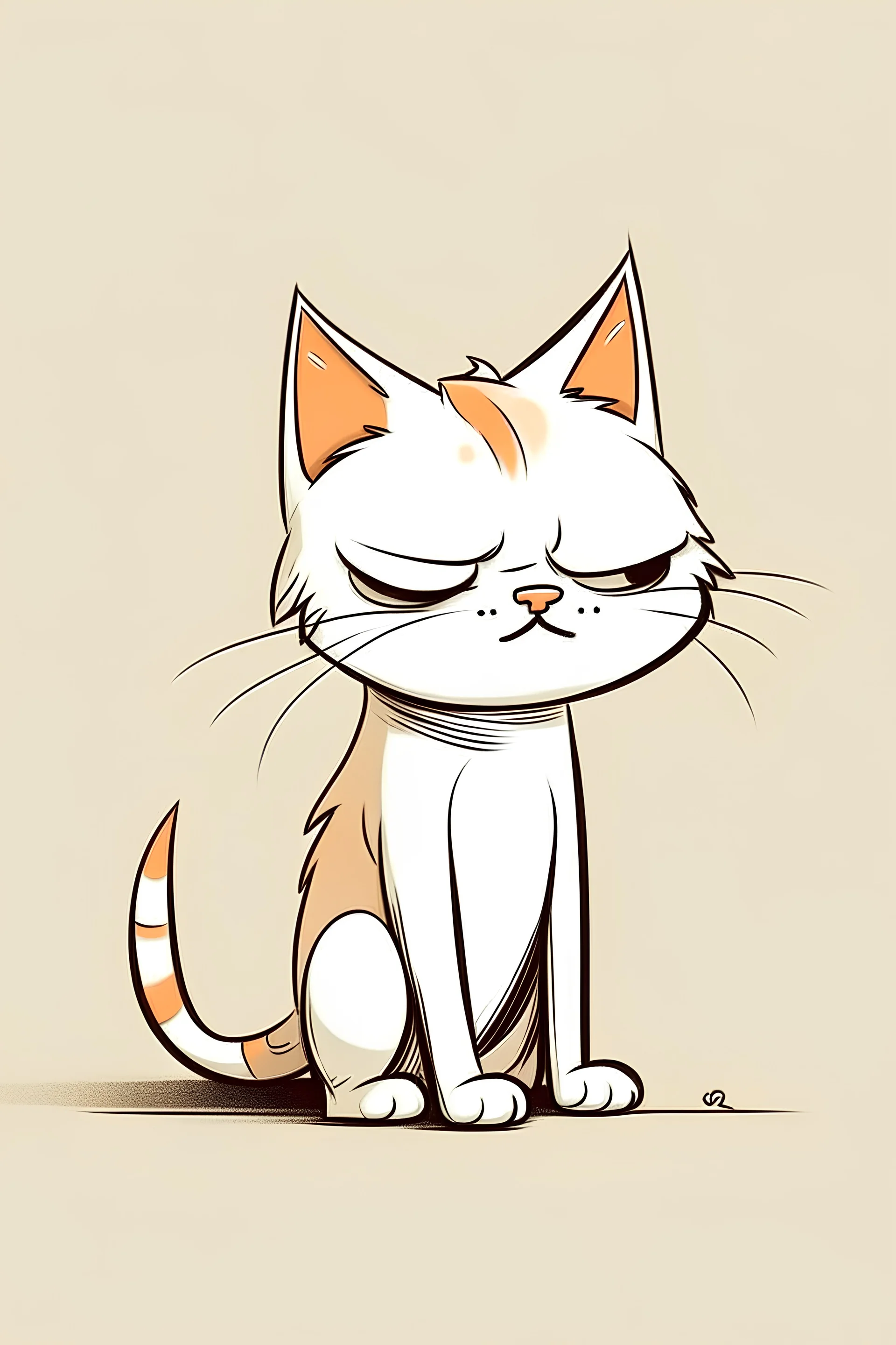 thin cat sad cartoon