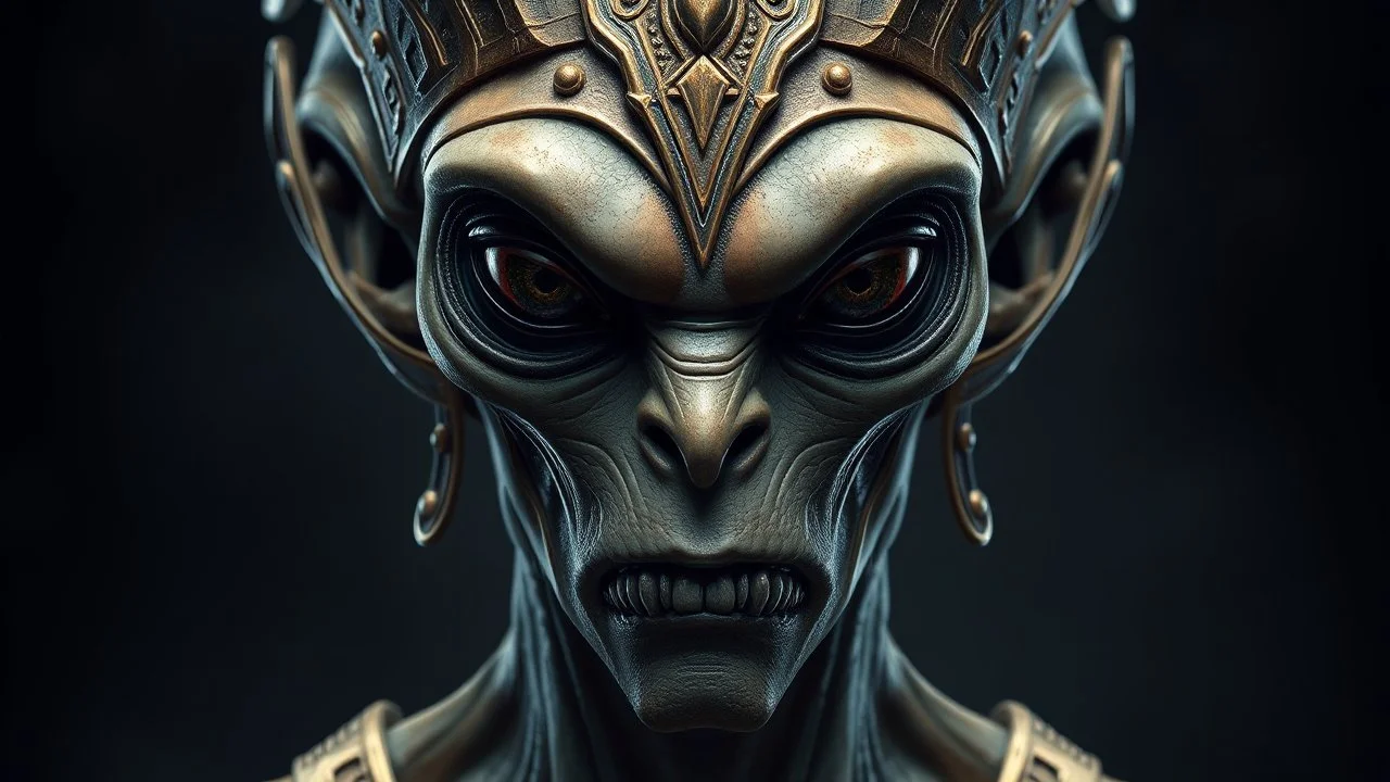 a photorealistic portrait of an alien emperor. non humanoid.