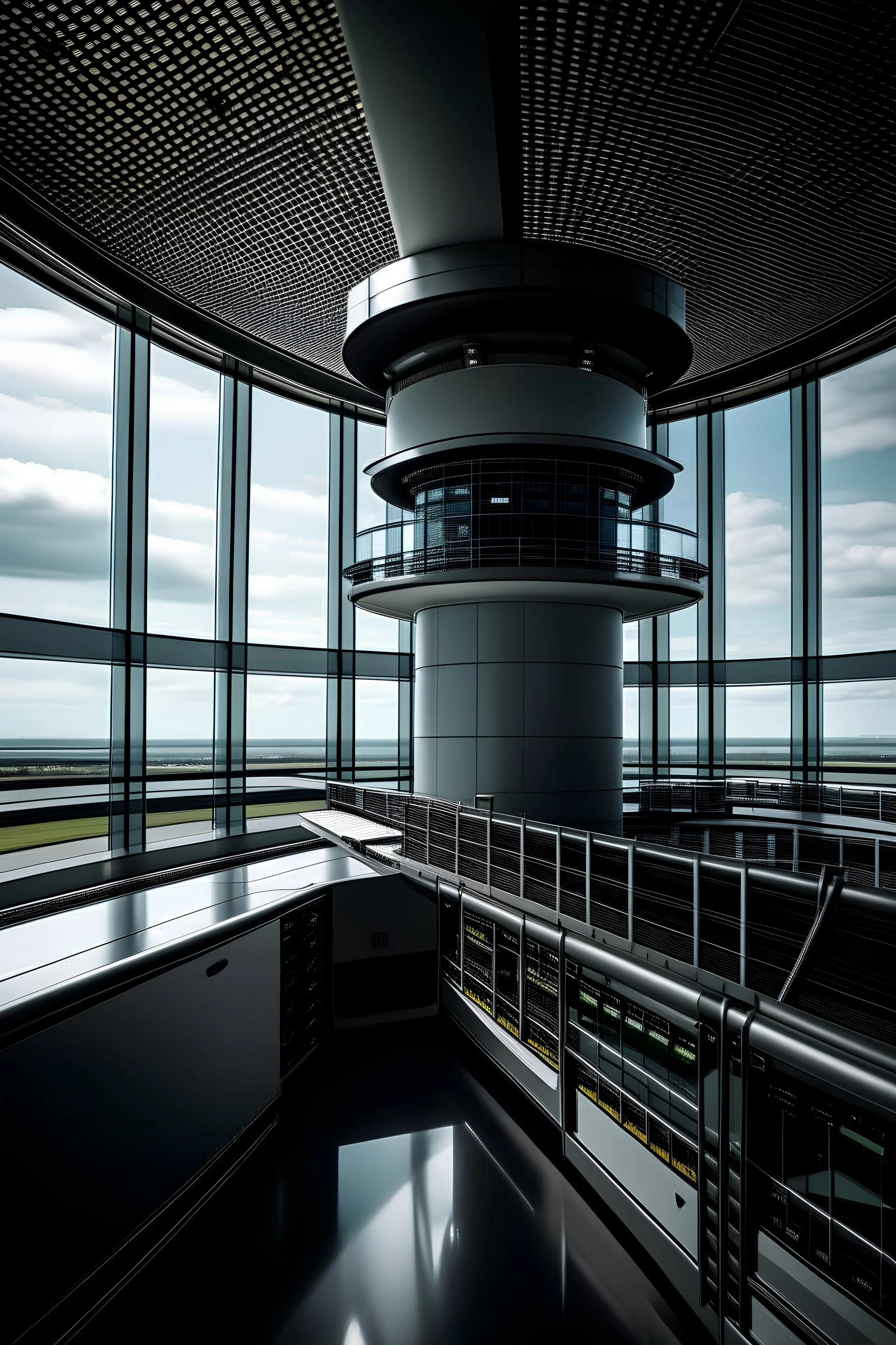 Advanced airport control tower from inside