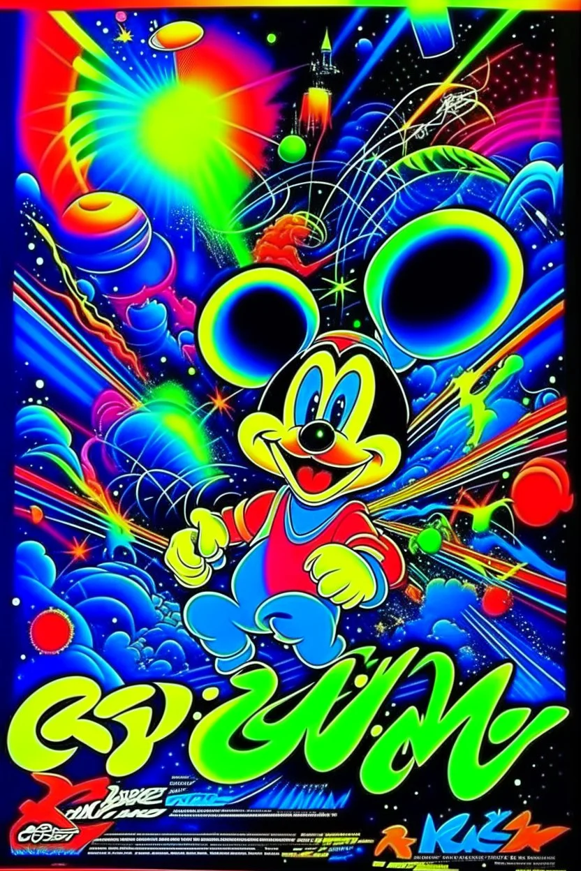 nostalgic Blast from the Past rave party poster cheerfull disney abstract