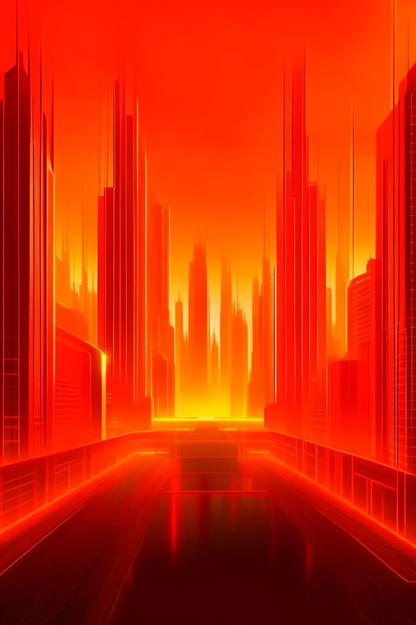 orange light futuristic city