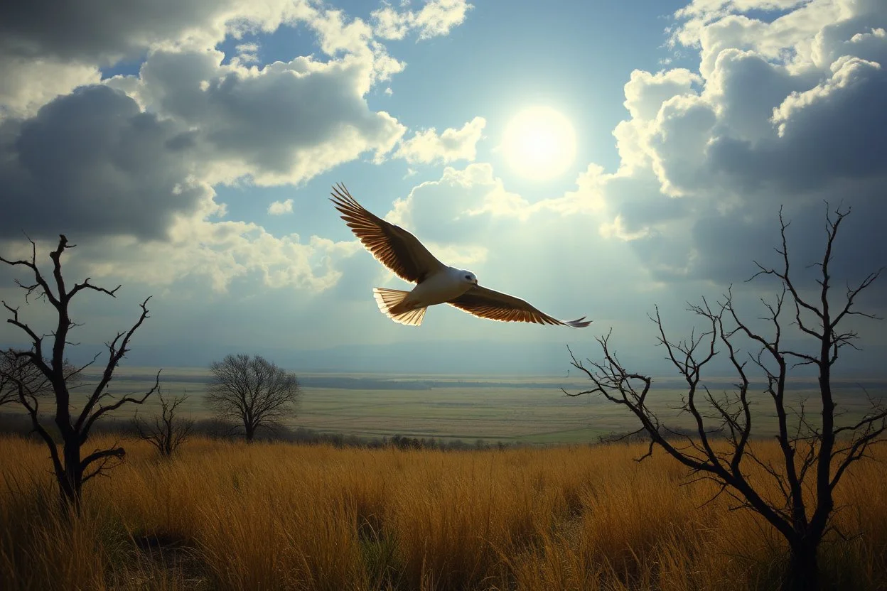 Es geschah in der Zeit Als die Sonne die Erde zum Glühen brachte Und die Menschen sich nach der Nacht sehnten Nach den Schatten Und der Linderung ihrer Qual: Die Luft steht stickig still Die Erde in der Hitze bebt Kein Windhauch lindert die Qual Schweiss rinnt von der kalten Stirn Fieber tobt im weissen Leib Kein Windhauch lindert die Qual Auf sanften Flügeln schwebt die Nacht herbei Der letzte Tag Schliesst dunkle Augen mit weichem Flügelschlag Auf sanften Flügeln schwebt die Nacht herbei
