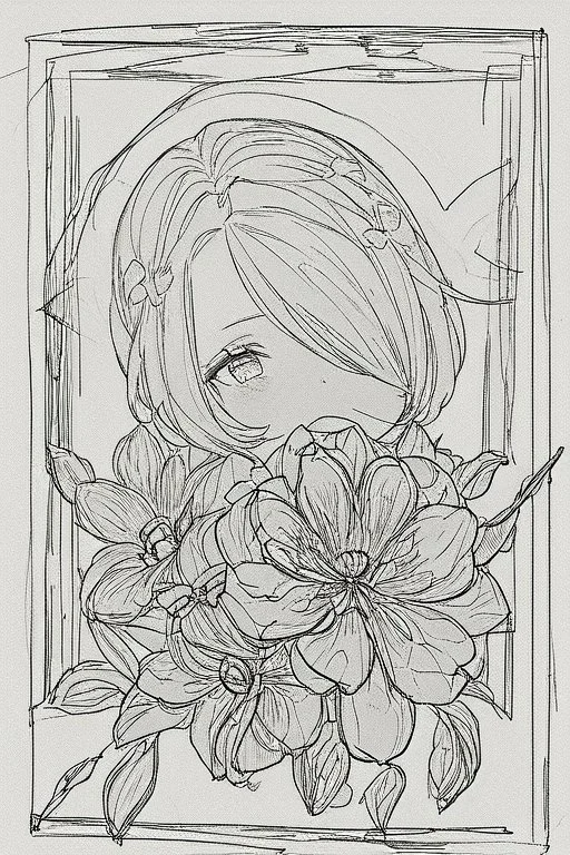 outline art for cute flower coloring pages with which, White background. sketch style, clean line art, white background, no shadow and clear