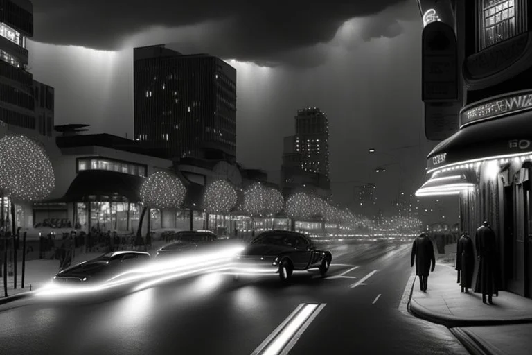 street photography: epic film noir; black and white photography, epic,cinematic,stunning,full-on;by artist "film noir";super hyperdetailed;masterpiece;award-winning professional photography;FX;octane render;dynamic lightning;really cool