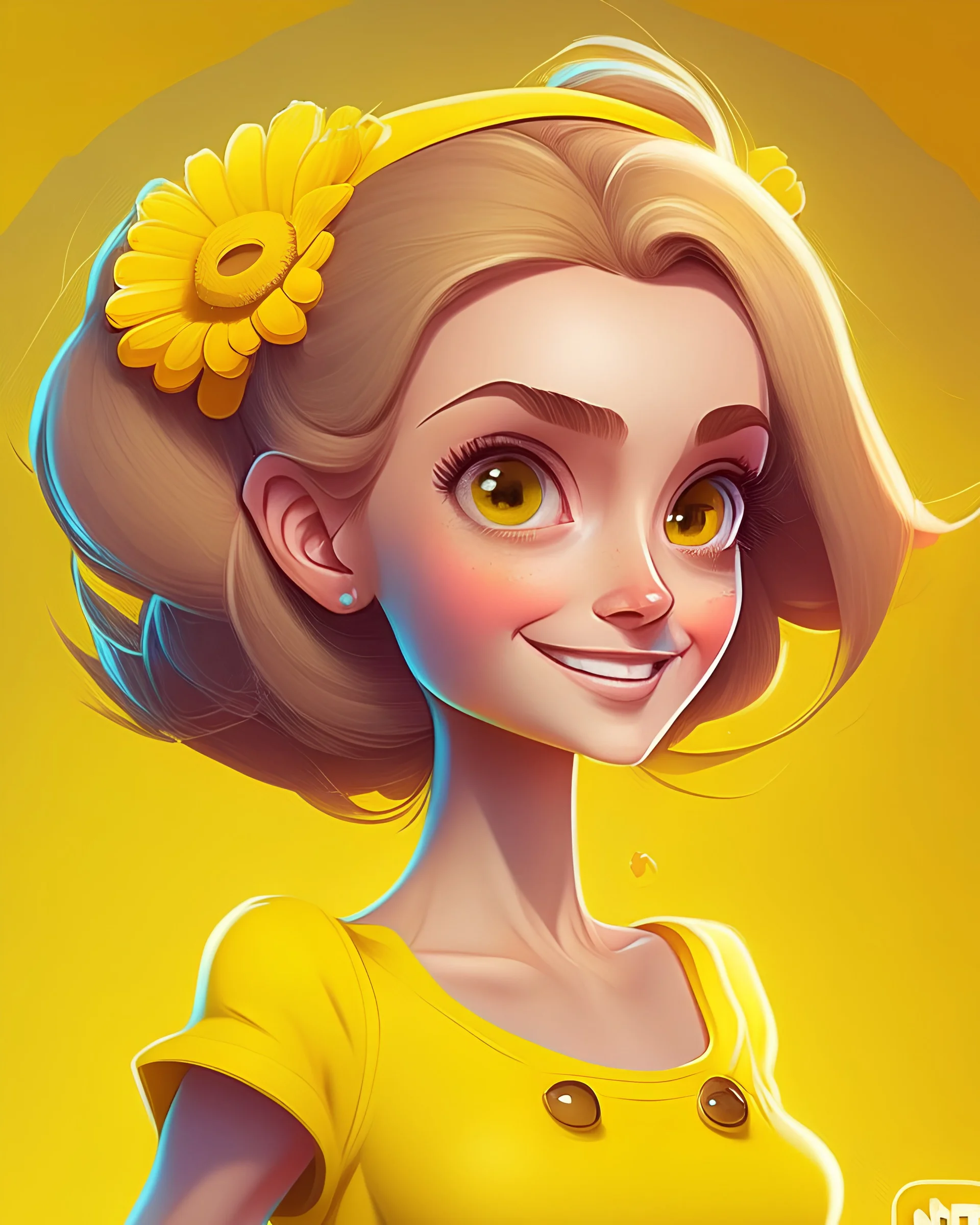 beautifull cartoon NFTs with yellow background, digital art, realistic