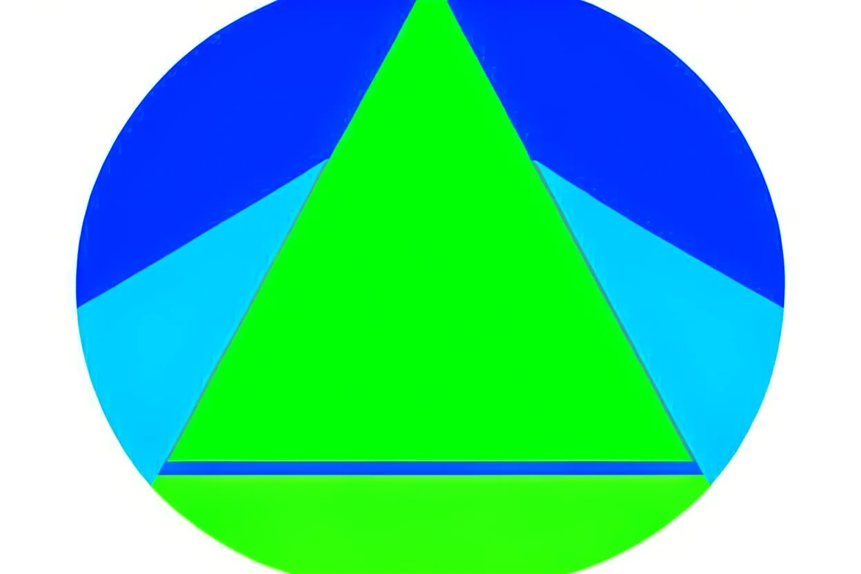 green triangle in the middle of circle, blue and green