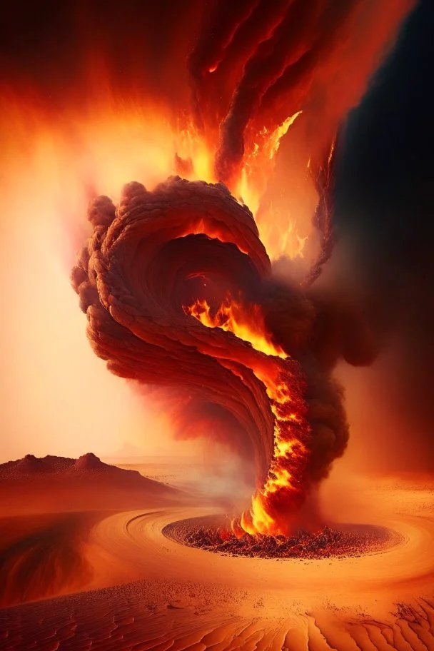 Swirling column of fire chasing Isrealites across the desert