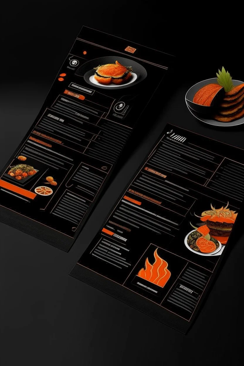 sushi Resturant menu, black and orange,