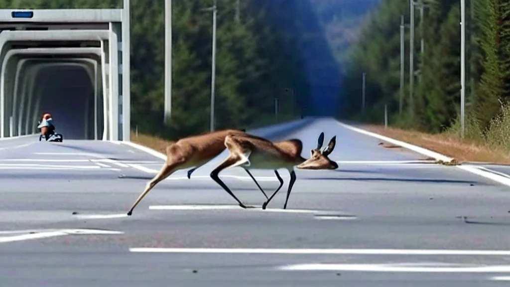 the deceased deer resurrects and chases an older drunk lady down the I90 highway