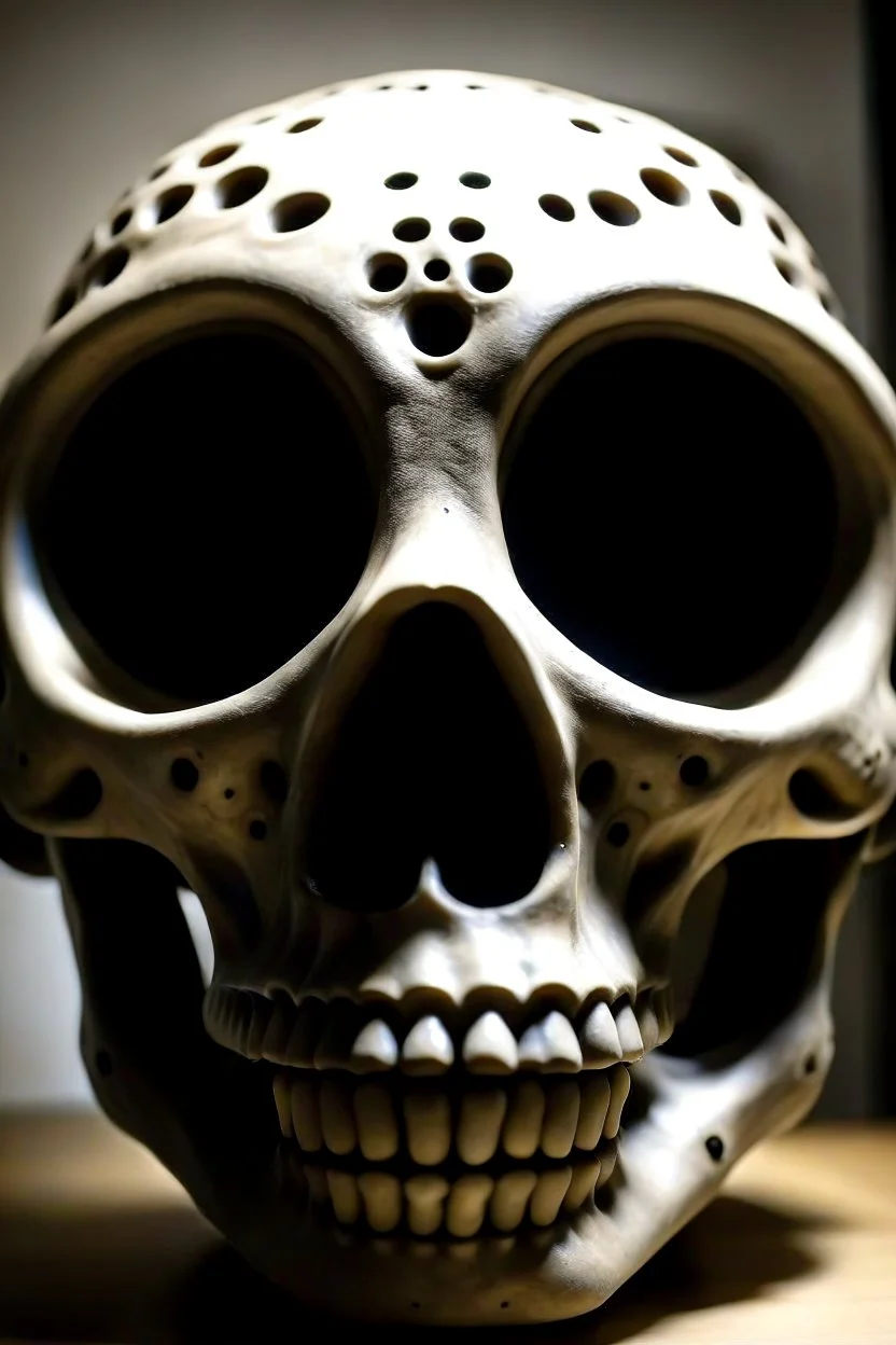 a skull where the eyes holes are repeated upward