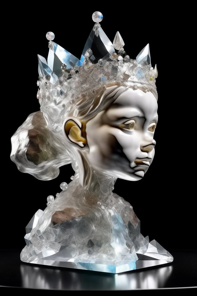 prehistoricore photorealistic transparent hominid crystal princess