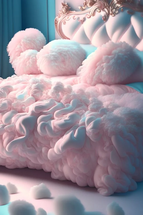 the softest, fluffiest bed for sweet dreams, pastel fluff colors elegant extremely detailed Award winning photography illustration intricate beautiful dynamic lighting hyperrealistic 4K 3D high definition crisp quality ornate maximalist coherent soft colors graceful