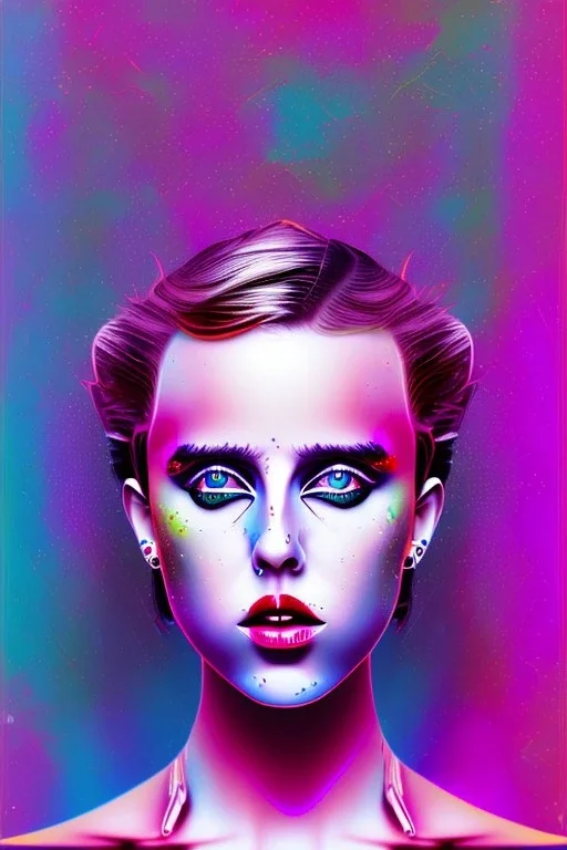 Danish singer MØ face, Abstract Expressionism, purple tones,