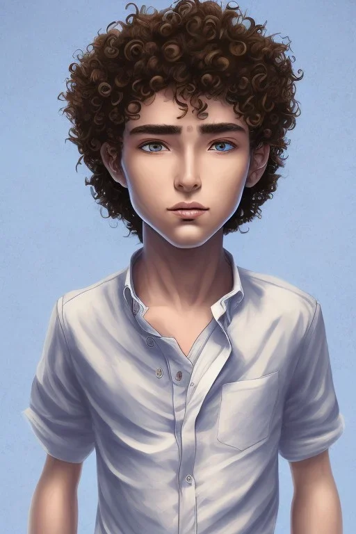 beautiful 12 year old arabic boy with curly hair and light blue eyes