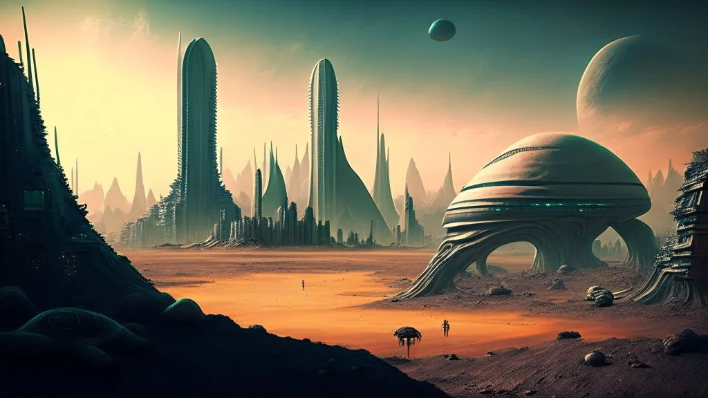 alien landscape and city