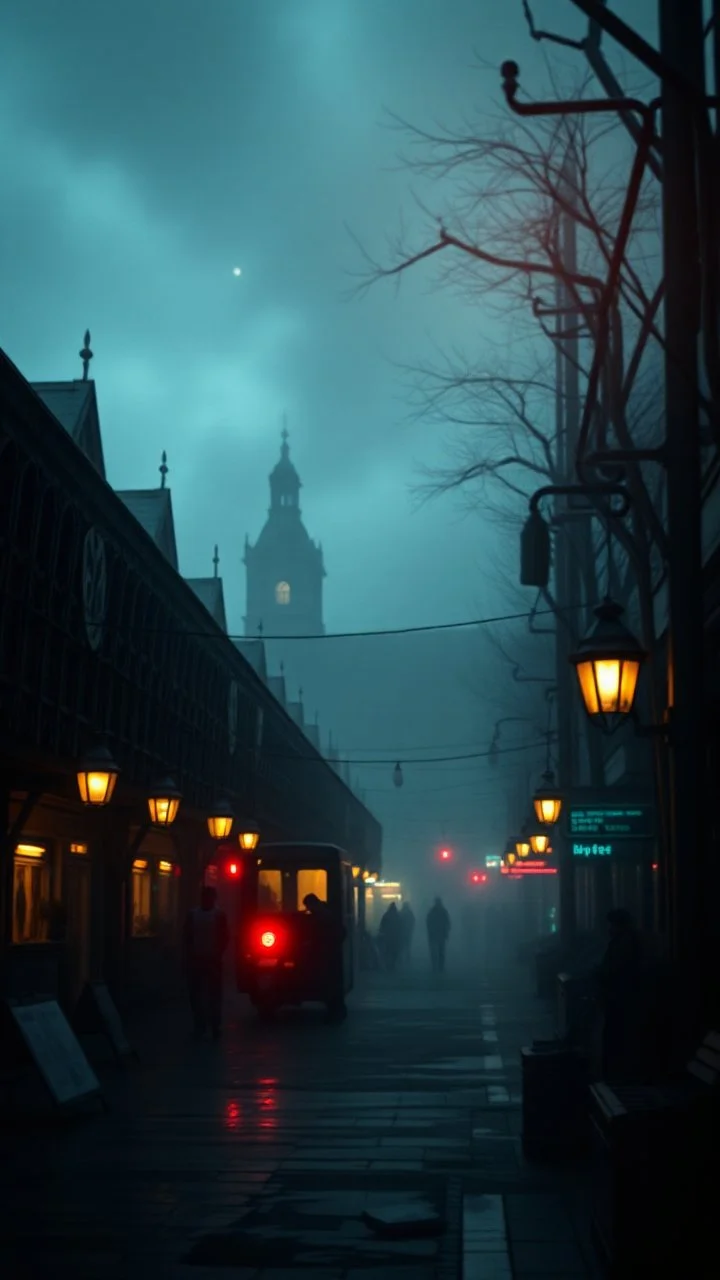 Si-Fi, an airport under, intricate historical moody atmosphere, eerie grimdark ambiance, speculative fiction art. Bokeh