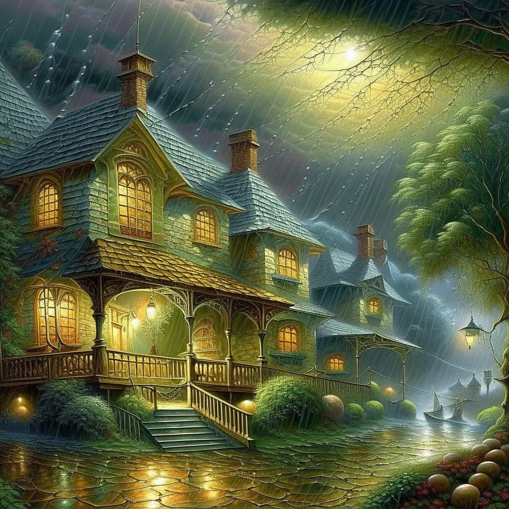 rainny day Thomas Kinkade