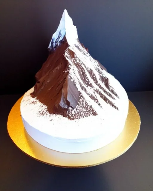 Matterhorn model made of chocolate cake and cream