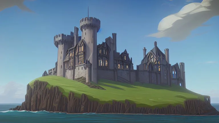 Stone castle by the ocean