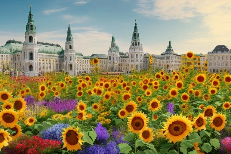 Center of Vienna, flower store with sunflowers