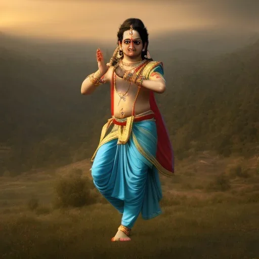 Krishna in sky dancing