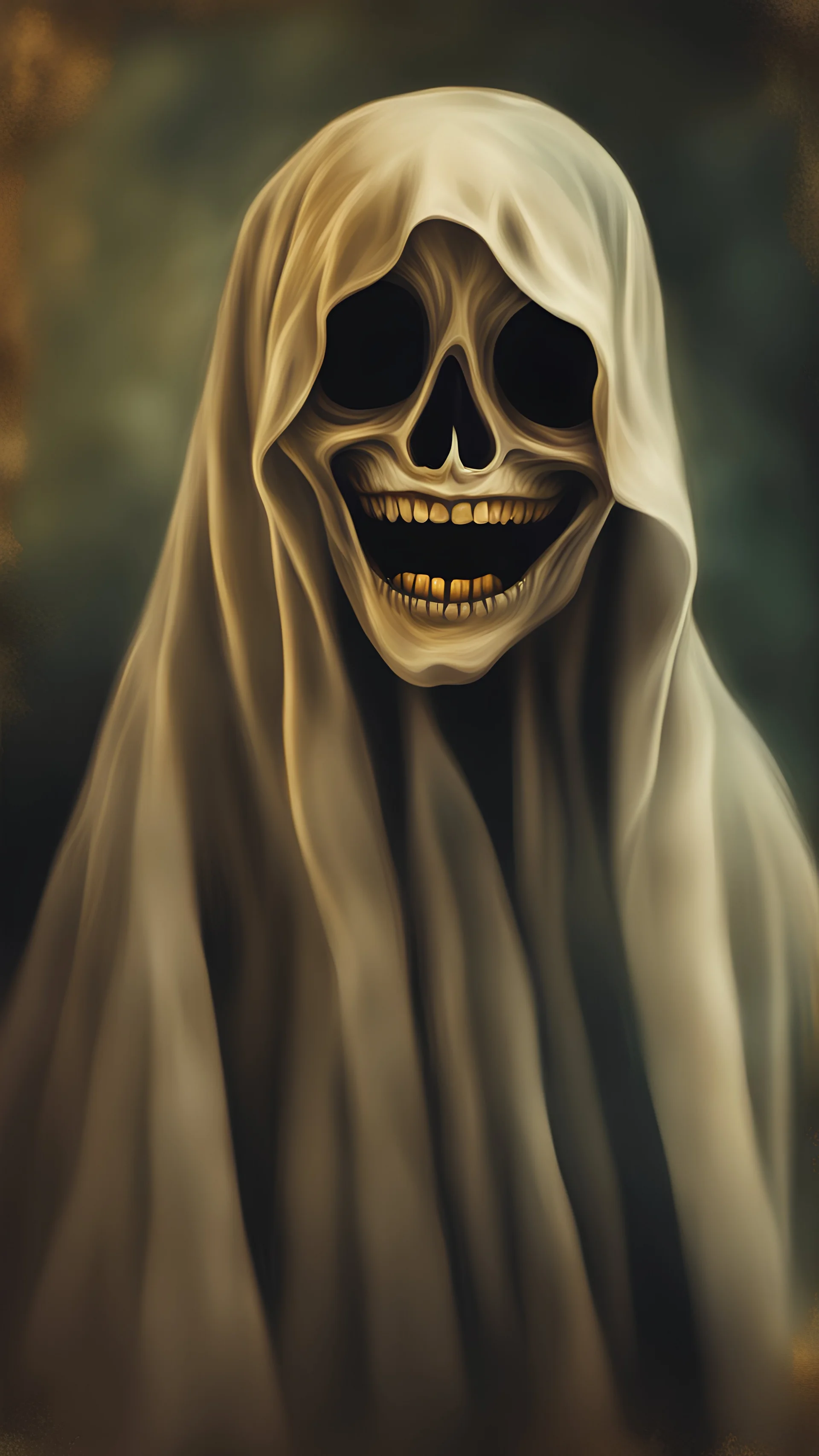 a ghost smiling in oil painting style