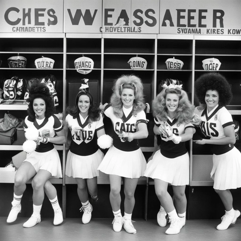 1970s SWAG cheerleaders in the lockers