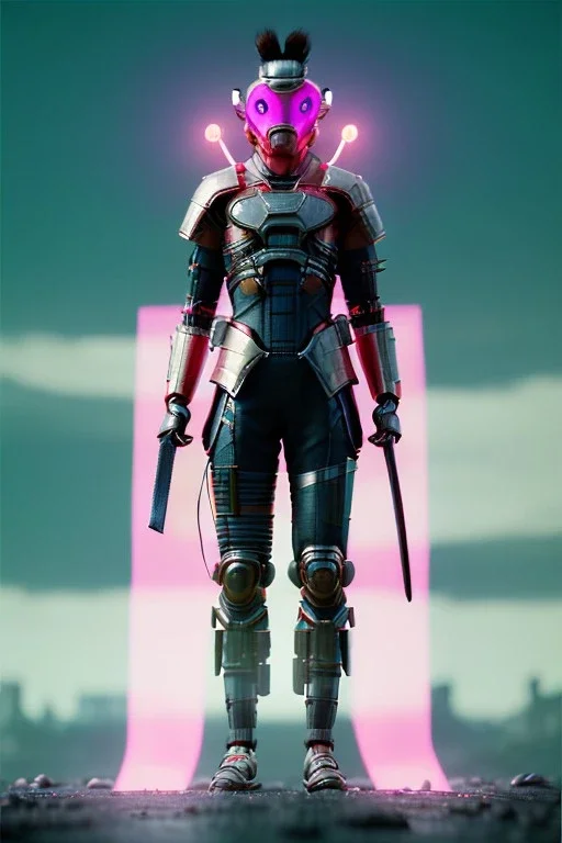 portrait, Asian cyborg woman, samurai warrior :: symmetry photography, cyberpunk style, cyborg eyes, pink hair, wires conveying, perfect eyes, samurai helmet, tiger mask, black samurai army, katana, japanese traditional ornaments, pink, white, black, glow eyes, cinematic, Ultra realistic, dark scene, soft color, highly detailed, unreal engine 5, RTX, ultra detail, 3d, finely drawn, high definition.