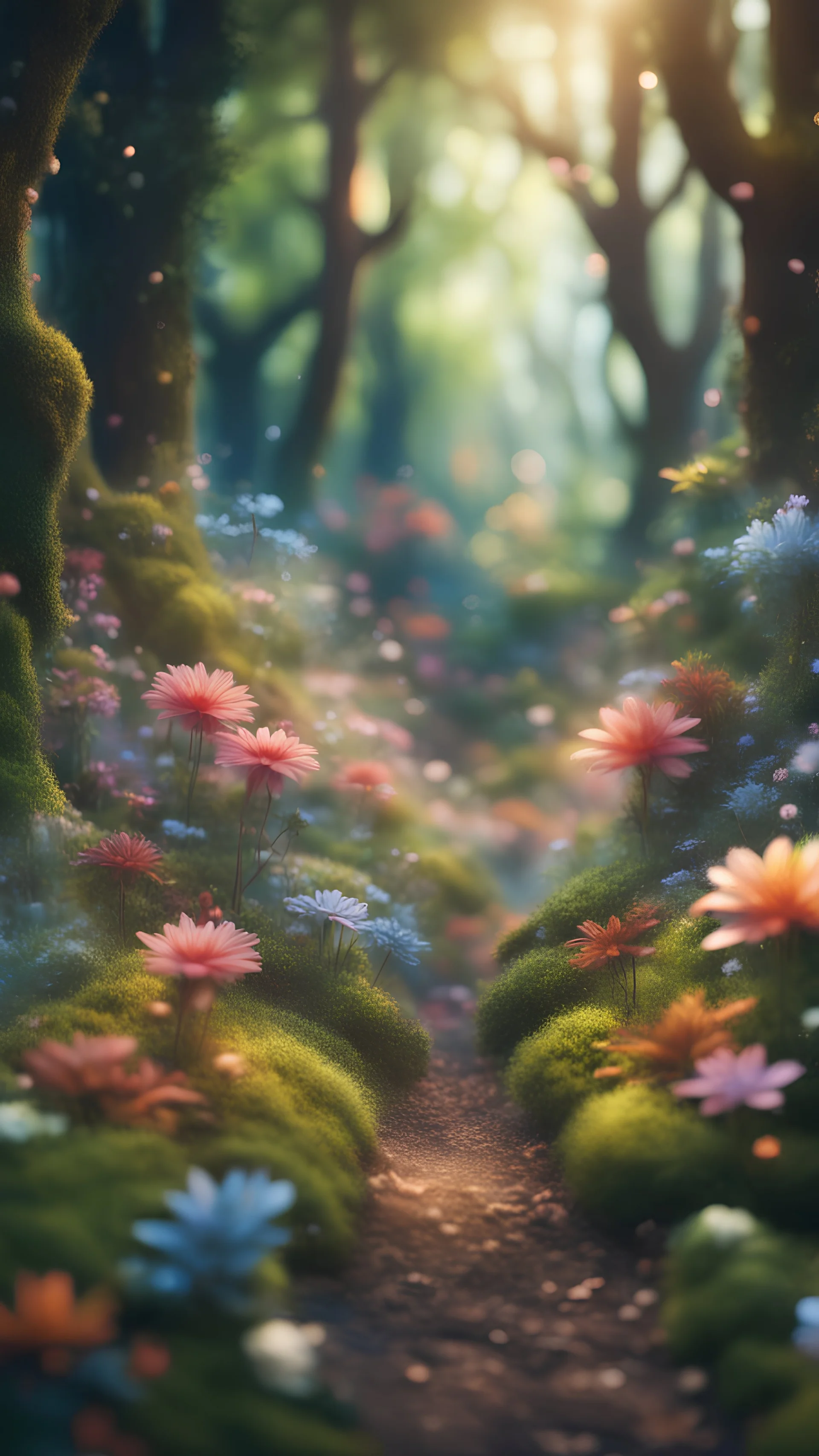 madness dissolves double bind in wonderful enchanted magical forest with amazing variety of plants and flowers,bokeh like f/0.8, tilt-shift lens 8k, high detail, smooth render, down-light, unreal engine, prize winning