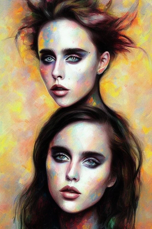 Danish singer MØ face , impressionism,