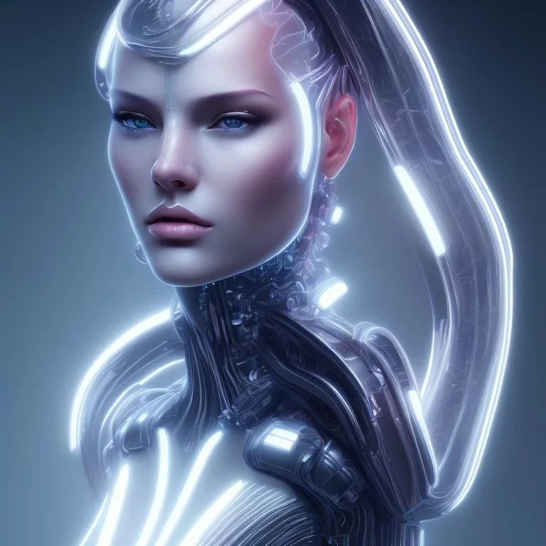 cyber, head, women, portrai, tron