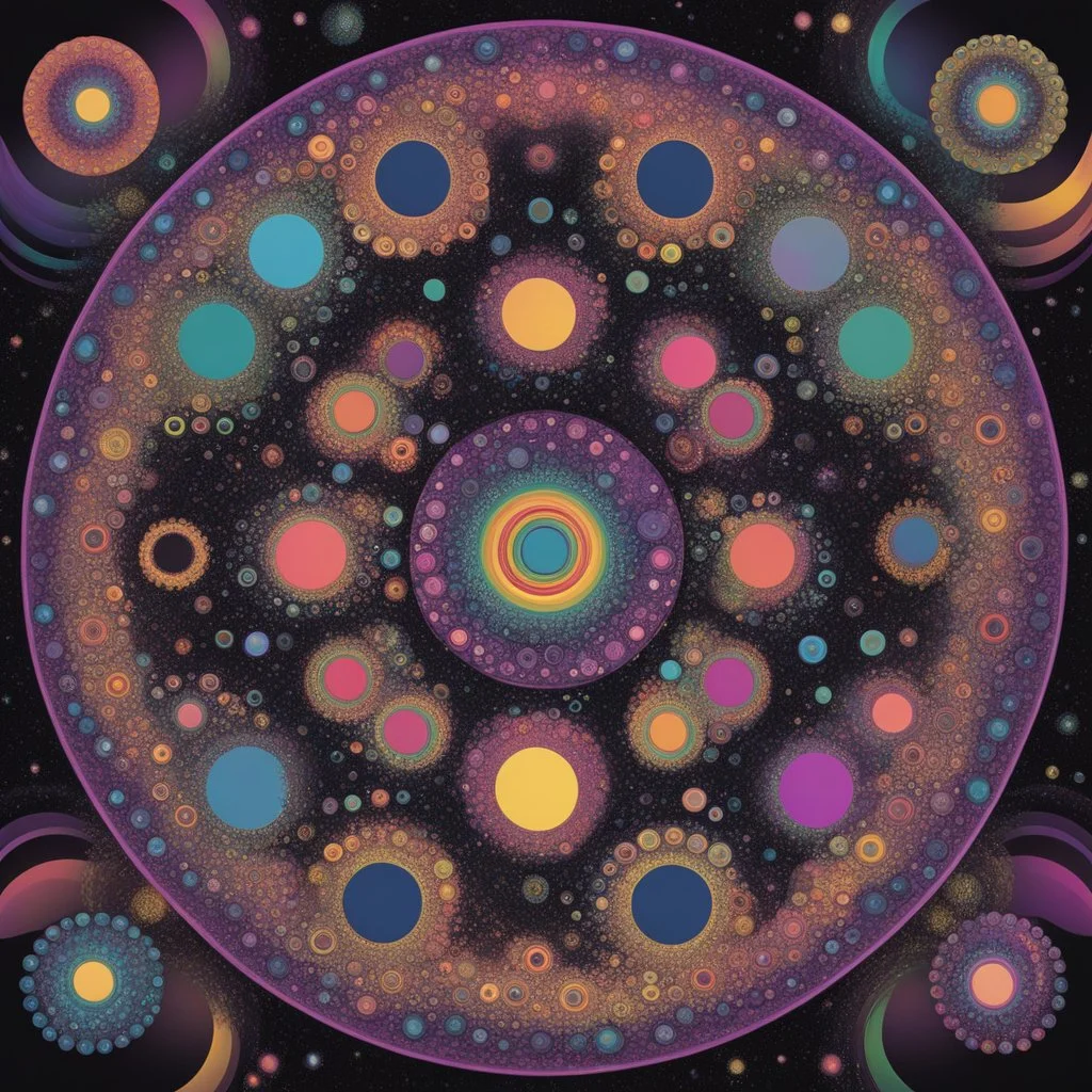 hip hop physchedelic fractal colourful circles for an album cover