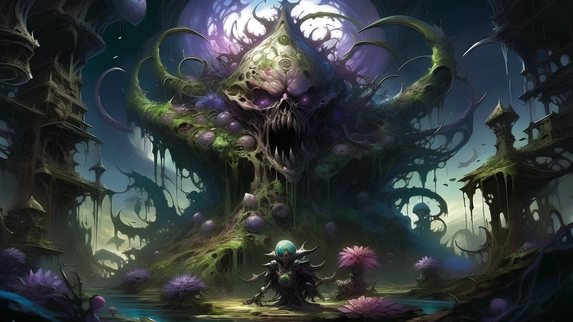 the platonic ideal of flowers, rotting, insects and praying of cletus kasady carnage thanos dementor wild hunt doctor manhattan chtulu mandelbulb mandala ponyo bioshock davinci heavy rain, d & d, fantasy, ego death, decay, dmt, psilocybin, art by greg rutkowski and ruan jia