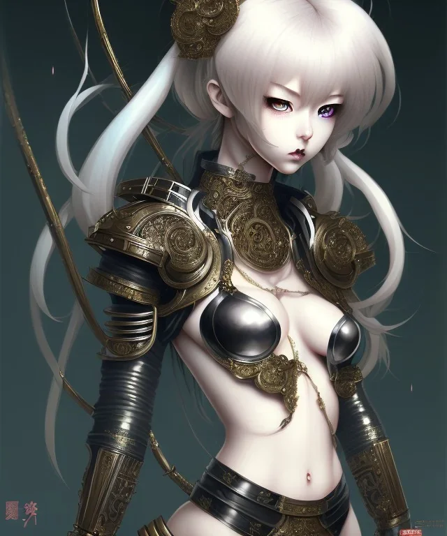 Detailed cute anime Kunoichi girl, brwon hair and green eyes, black latex bodysuit, intricate details, full body portrait, keep head in frame, slight smile, black Japanese motif, concept art, highly detailed, digital painting, concept art, sharp focus, illustration, art by Yoji Shinkawa, WLOP and greg rutkowski and alphonse mucha and artgerm and yanjun Chen and Junji ito and Makoto Shinkai, HDR, octane render