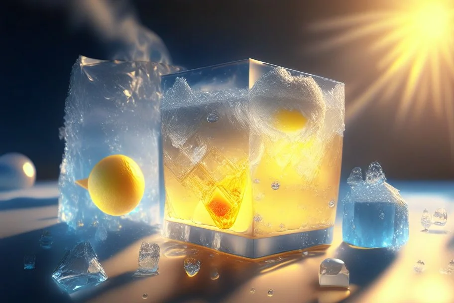 ice cubes, cocktail, mist, steam, solar system in sunshine Nikon D850 highly detailed digital painting sharp focus elegant intricate photorealistic 4k very attractive beautiful dynamic lighting award winning fantastic view 4K 3D crisp quality Unreal Engine very cute matte background cinematic postprocessing acrylic art focused