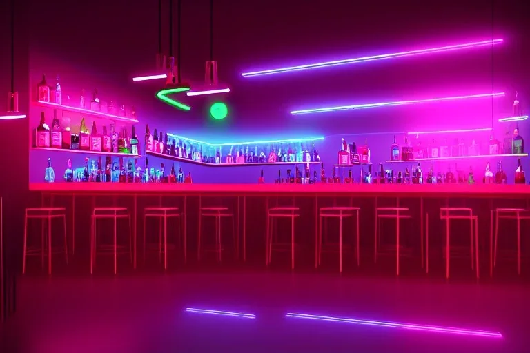 cocktail bar, people, fluorescent, bright, neon, paradise, hyperreal, city, police station, atmospheric,night lighting,rainy, realistic, unity engine, cinematic lighting, octane render.