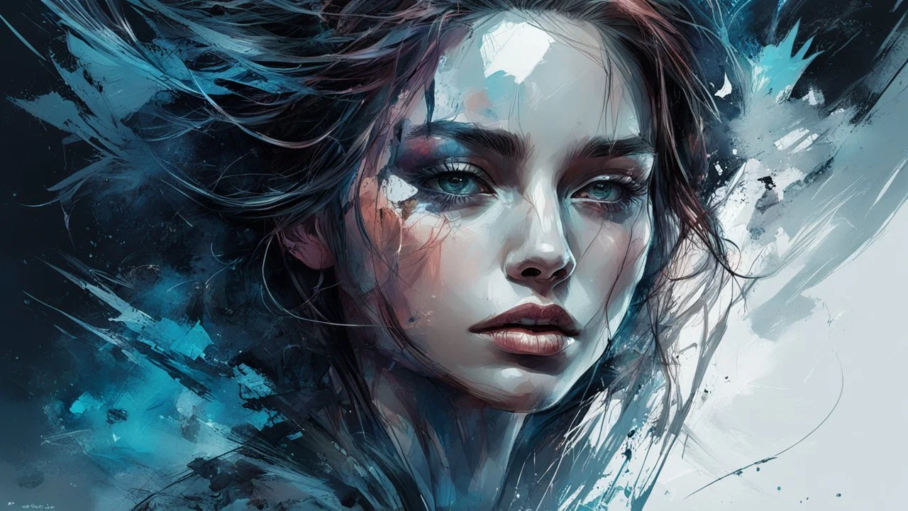 abstract beauty, centered, looking at the camera, approaching perfection, dynamic, moonlight, highly detailed, digital painting, artstation, concept art, smooth, sharp focus, illustration, art by Carne Griffiths and Wadim Kashin